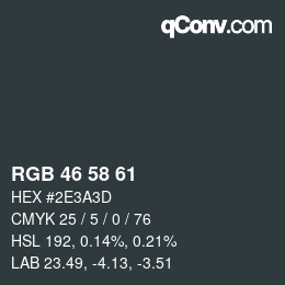 Farbcode: RGB 46 58 61 | qconv.com