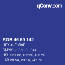 Color code: RGB 46 59 142 | qconv.com