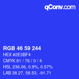 Color code: RGB 46 59 244 | qconv.com