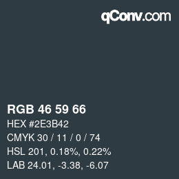 颜色代码: RGB 46 59 66 | qconv.com