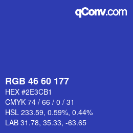 Color code: RGB 46 60 177 | qconv.com