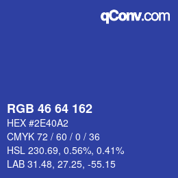 カラーコード: RGB 46 64 162 | qconv.com
