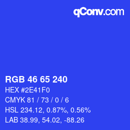 颜色代码: RGB 46 65 240 | qconv.com