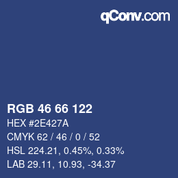 Color code: RGB 46 66 122 | qconv.com