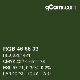 Color code: RGB 46 68 33 | qconv.com