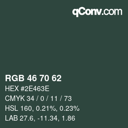 Farbcode: RGB 46 70 62 | qconv.com