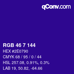 カラーコード: RGB 46 7 144 | qconv.com