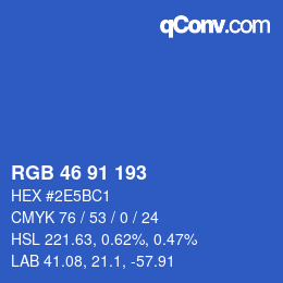カラーコード: RGB 46 91 193 | qconv.com