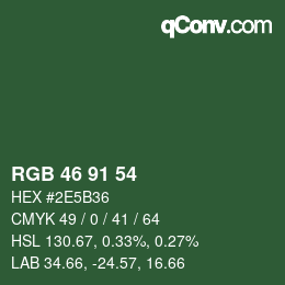 Color code: RGB 46 91 54 | qconv.com