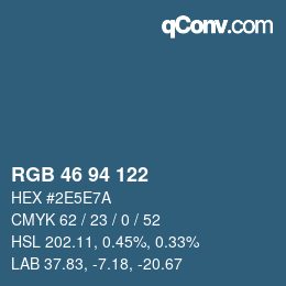 颜色代码: RGB 46 94 122 | qconv.com