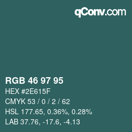 Código de color: RGB 46 97 95 | qconv.com