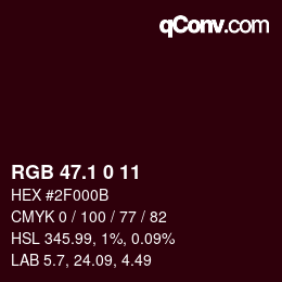 カラーコード: RGB 47.1 0 11 | qconv.com