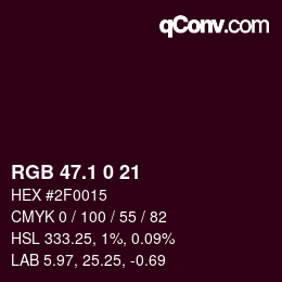 カラーコード: RGB 47.1 0 21 | qconv.com