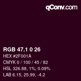 カラーコード: RGB 47.1 0 26 | qconv.com