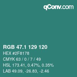 カラーコード: RGB 47.1 129 120 | qconv.com