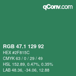 カラーコード: RGB 47.1 129 92 | qconv.com