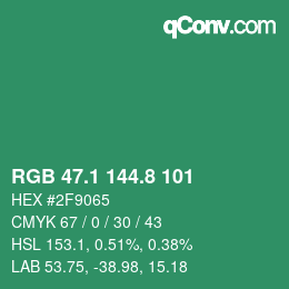 カラーコード: RGB 47.1 144.8 101 | qconv.com