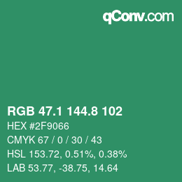 カラーコード: RGB 47.1 144.8 102 | qconv.com