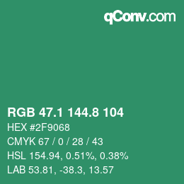 カラーコード: RGB 47.1 144.8 104 | qconv.com