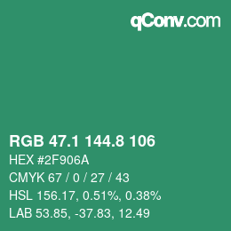 カラーコード: RGB 47.1 144.8 106 | qconv.com