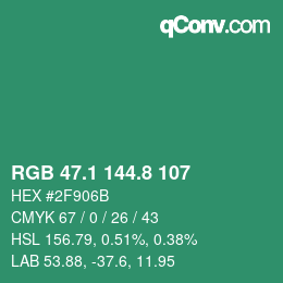 カラーコード: RGB 47.1 144.8 107 | qconv.com