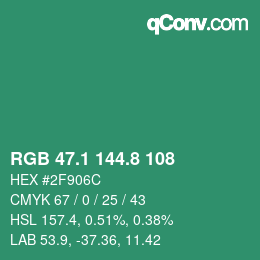カラーコード: RGB 47.1 144.8 108 | qconv.com