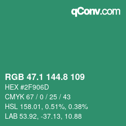 カラーコード: RGB 47.1 144.8 109 | qconv.com