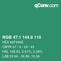 カラーコード: RGB 47.1 144.8 110 | qconv.com