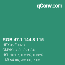 カラーコード: RGB 47.1 144.8 115 | qconv.com