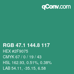 カラーコード: RGB 47.1 144.8 117 | qconv.com
