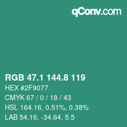 カラーコード: RGB 47.1 144.8 119 | qconv.com