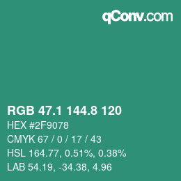 カラーコード: RGB 47.1 144.8 120 | qconv.com
