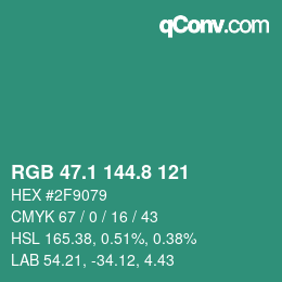 Color code: RGB 47.1 144.8 121 | qconv.com