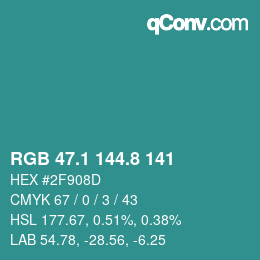 Color code: RGB 47.1 144.8 141 | qconv.com