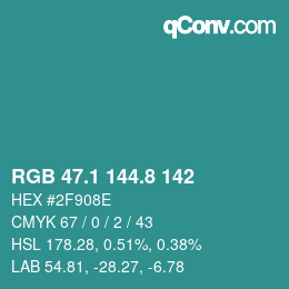 カラーコード: RGB 47.1 144.8 142 | qconv.com