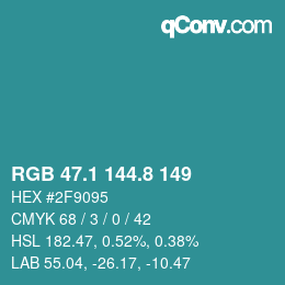 Color code: RGB 47.1 144.8 149 | qconv.com