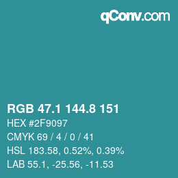 カラーコード: RGB 47.1 144.8 151 | qconv.com