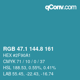 カラーコード: RGB 47.1 144.8 161 | qconv.com