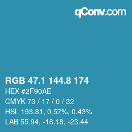 Farbcode: RGB 47.1 144.8 174 | qconv.com