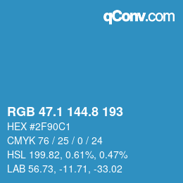 Color code: RGB 47.1 144.8 193 | qconv.com