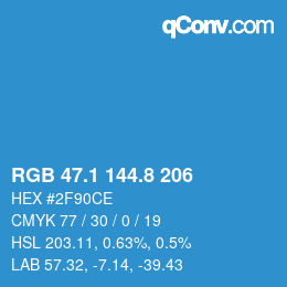 Color code: RGB 47.1 144.8 206 | qconv.com