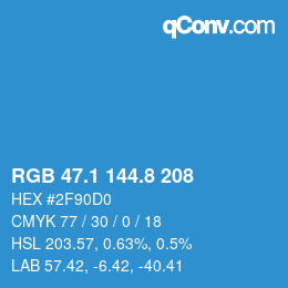 Color code: RGB 47.1 144.8 208 | qconv.com