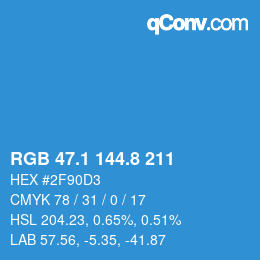 Color code: RGB 47.1 144.8 211 | qconv.com