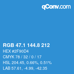 Color code: RGB 47.1 144.8 212 | qconv.com