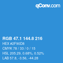 Color code: RGB 47.1 144.8 216 | qconv.com