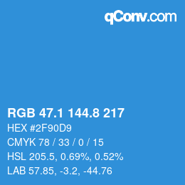 Color code: RGB 47.1 144.8 217 | qconv.com