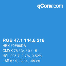 カラーコード: RGB 47.1 144.8 218 | qconv.com