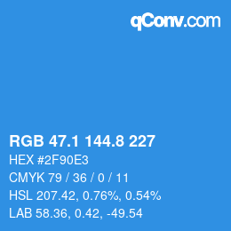 Color code: RGB 47.1 144.8 227 | qconv.com