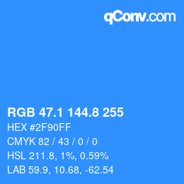 Color code: RGB 47.1 144.8 255 | qconv.com