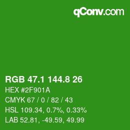 カラーコード: RGB 47.1 144.8 26 | qconv.com